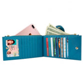 Bifold Multi Card Case Wallet with Zipper Pocket with RFID Blocking